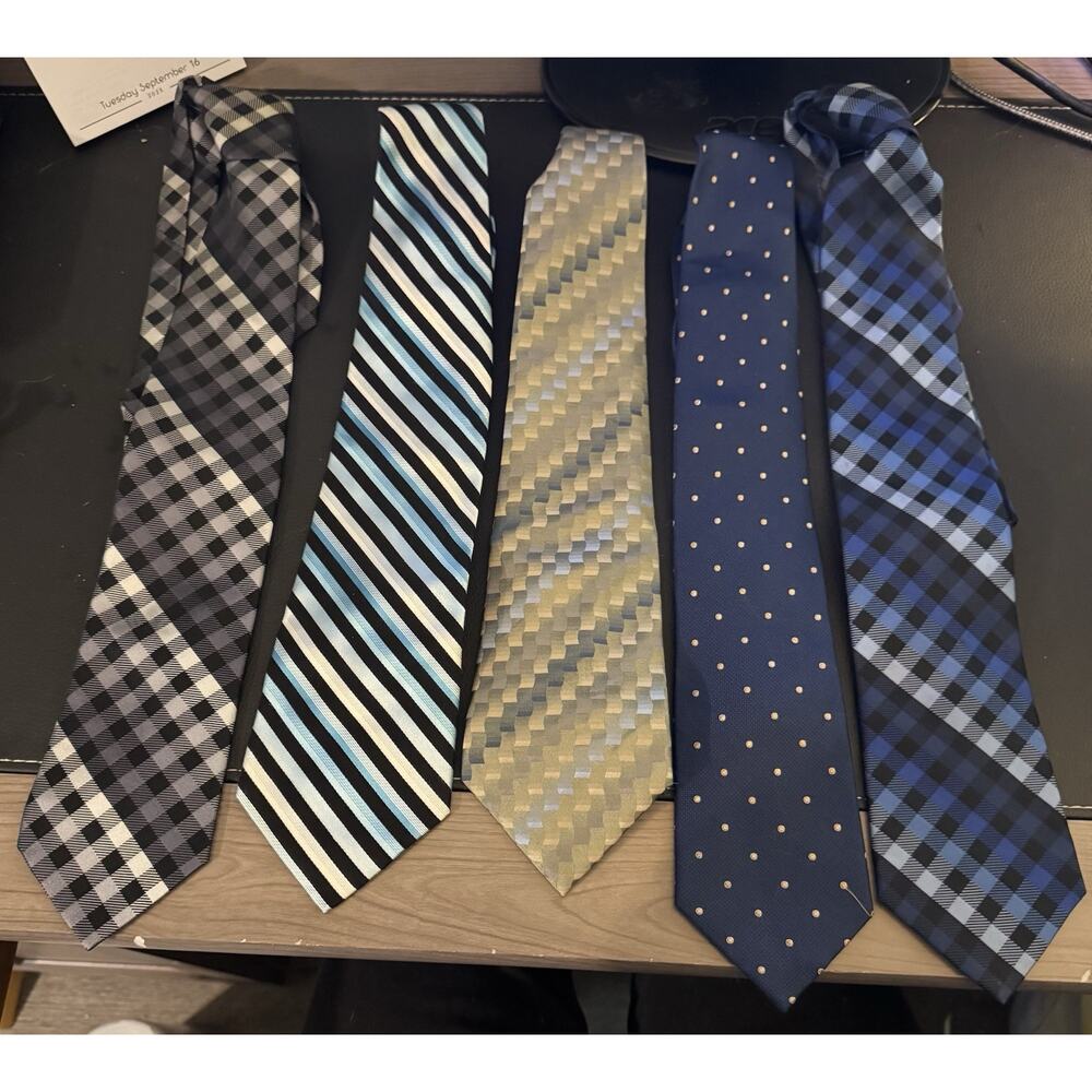 Lot Of 5 Men’s Standard Ties, Croft & Barrow, Ivy Crew & Stanford, Mixed Lot